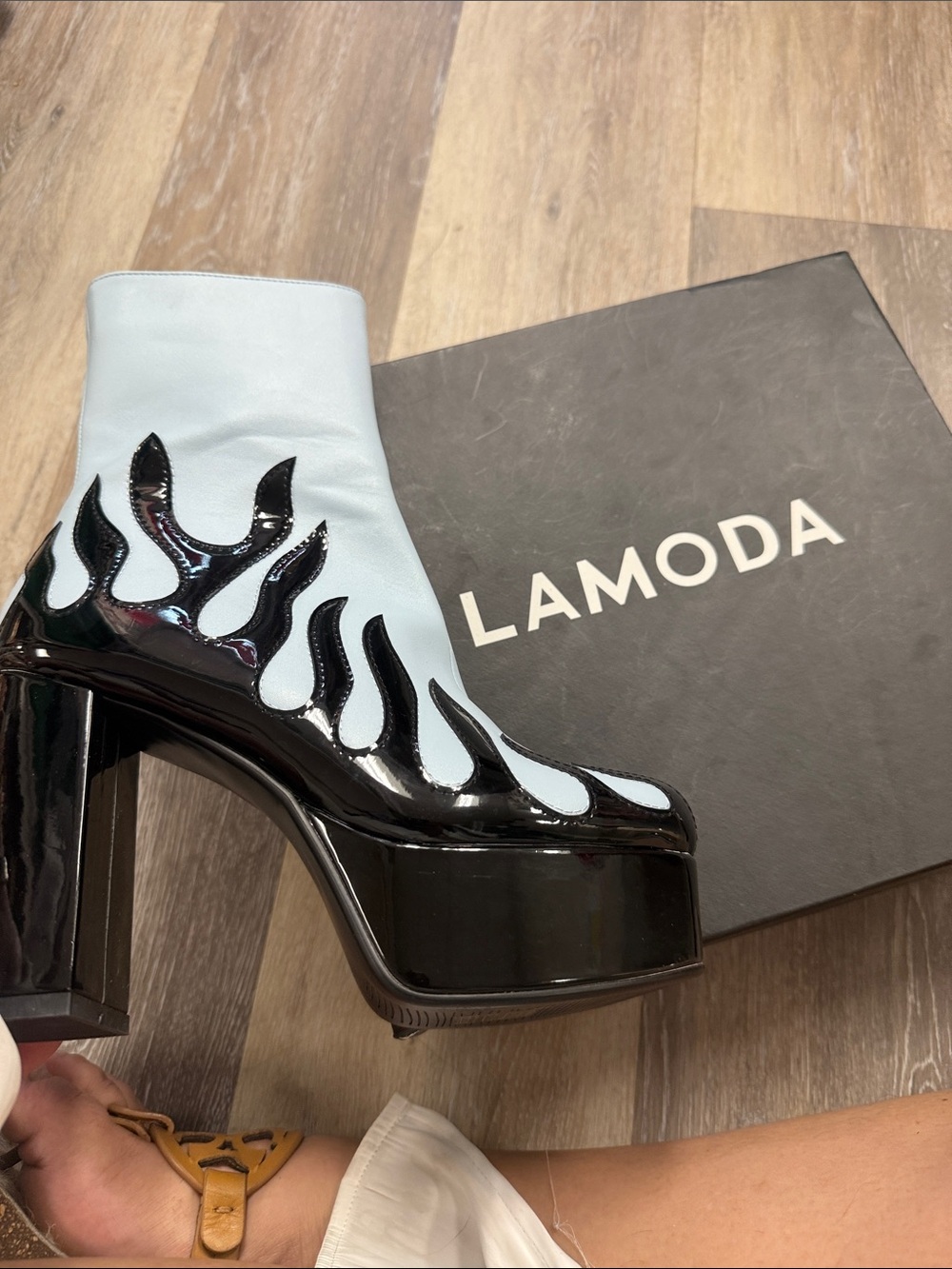 Lamoda women’s  Light Blue and Black Platform Ankle Boots size 7